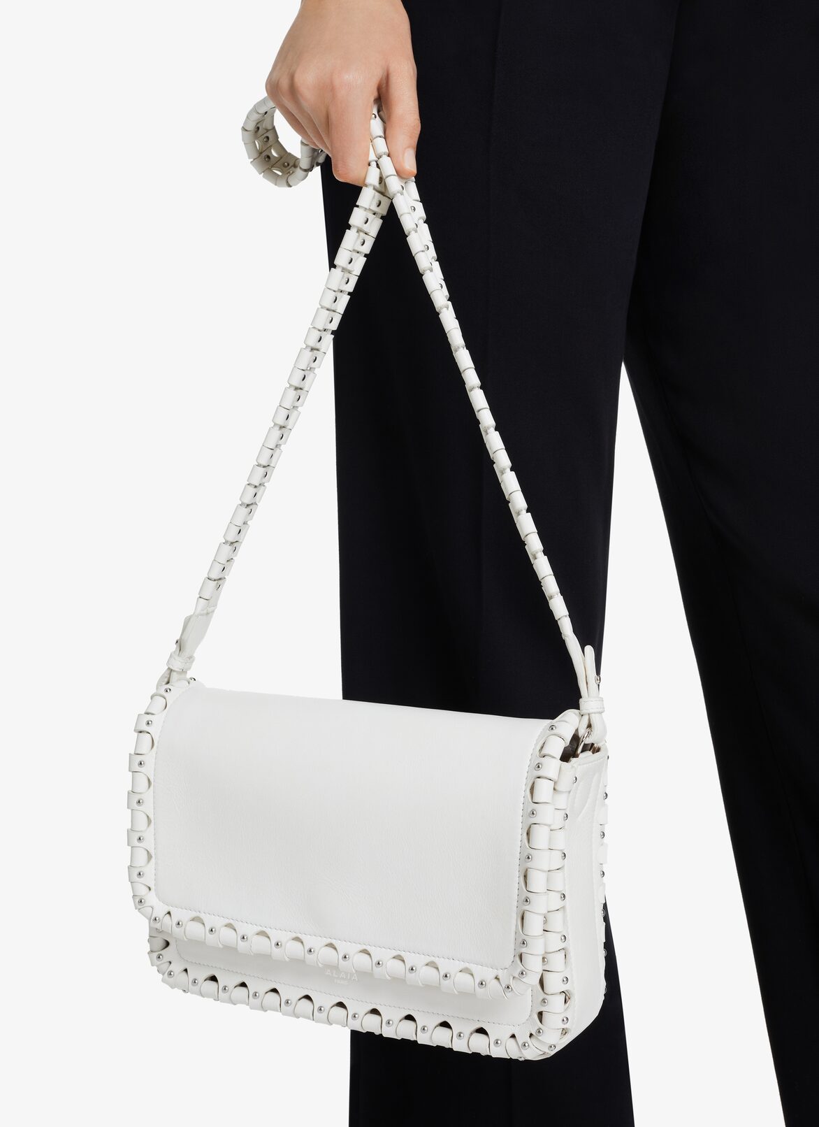 HINGE FLAP BAG  ALAÏA OPTIC WHITE HINGE FLAP BAG